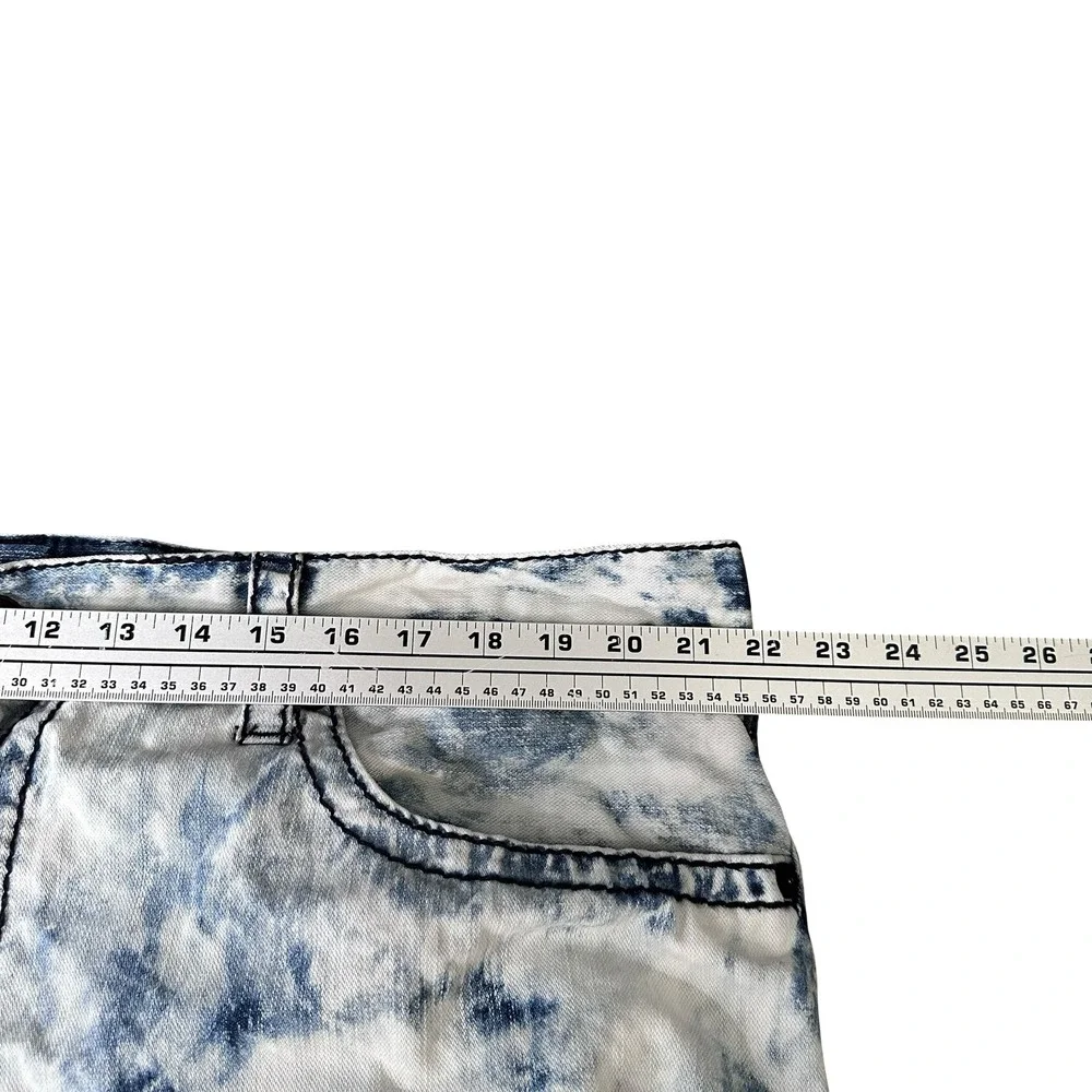 True Religion Straight Flap Acid Wash Jeans Blue White Mens‎ 44 Contrast Stitch
